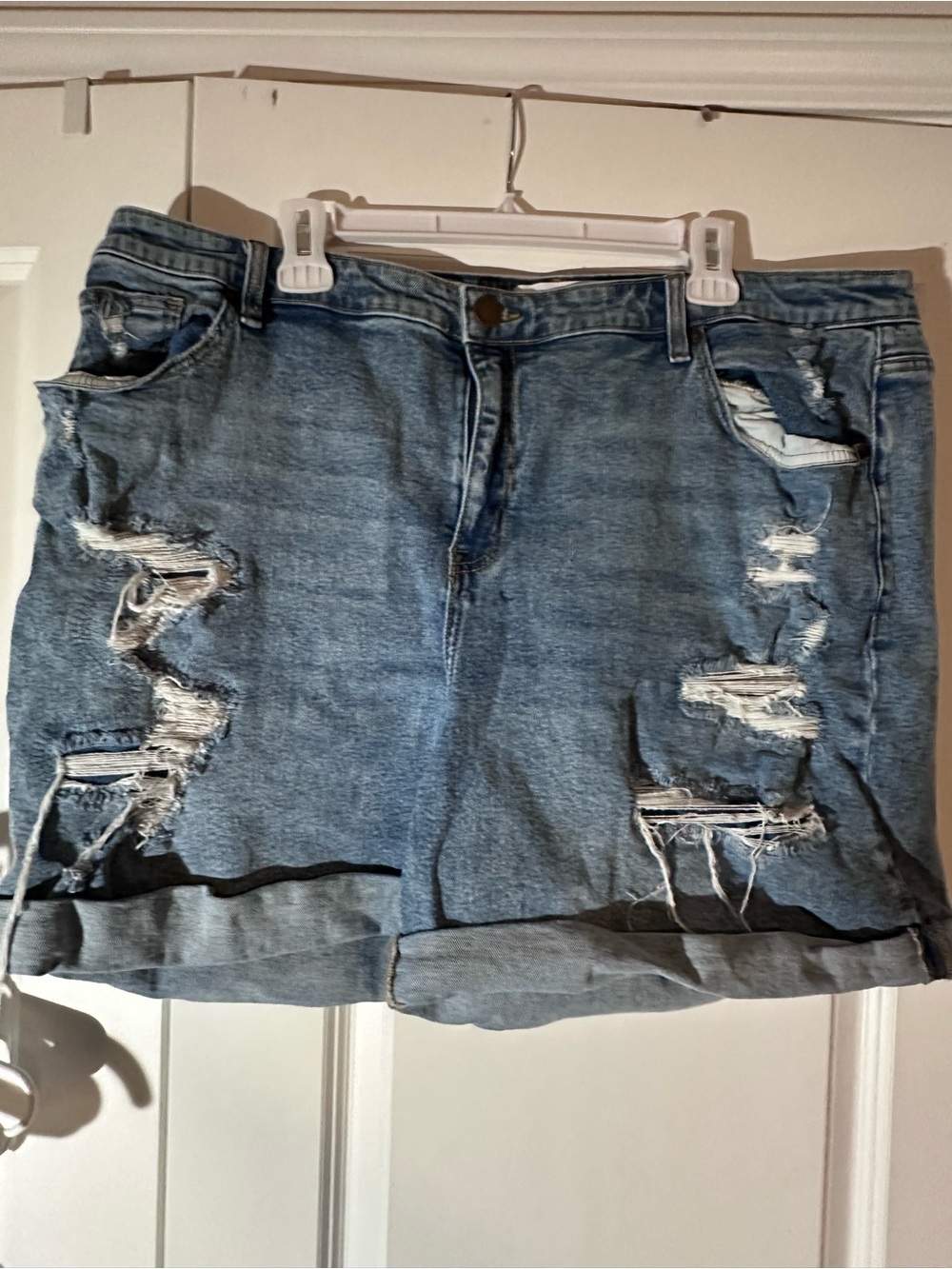 Lane Bryant Distressed Light Blue Denim Shorts